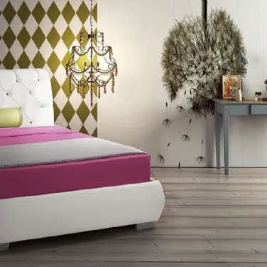 Letto Adone Fashion Young a una piazza e mezza con testiera trapuntata di Stilfar Italia
