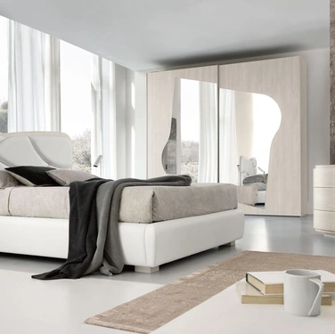 Letto in ecopelle con box contenitore Aloa di Adriatica