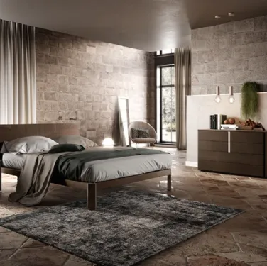 Letto in legno con testiera C01 Apollo e Gamma di Mercantini