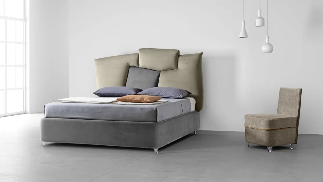 Letto in velluto con testiera dal design originale Fantasy di Stilfar