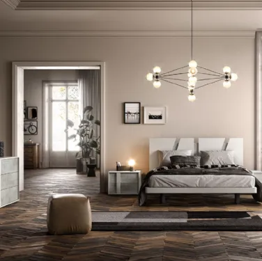 Letto in laccato opaco con testiera bicolore G08 Altair e Alfa di Mercantini