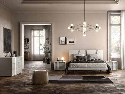Letto in laccato opaco con testiera bicolore G08 Altair e Alfa di Mercantini