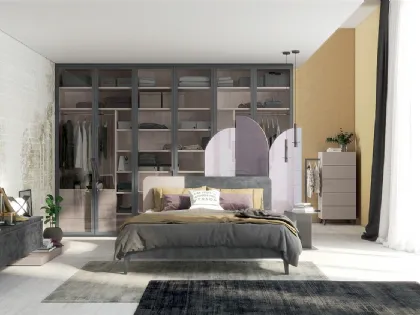 Letto Golf Sector in legno con testiera bicolore di Colombini Casa