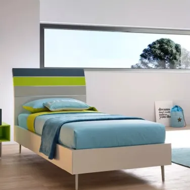 Letto singolo in melaminico e laccato con testiera SC113 Moretti Compact