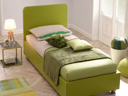 Letto singolo in laccato oliva con testiera SC118 Moretti Compact