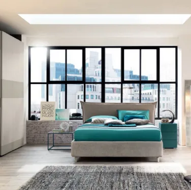 Letto matrimoniale in tessuto con testiera NC105 Moretti Compact