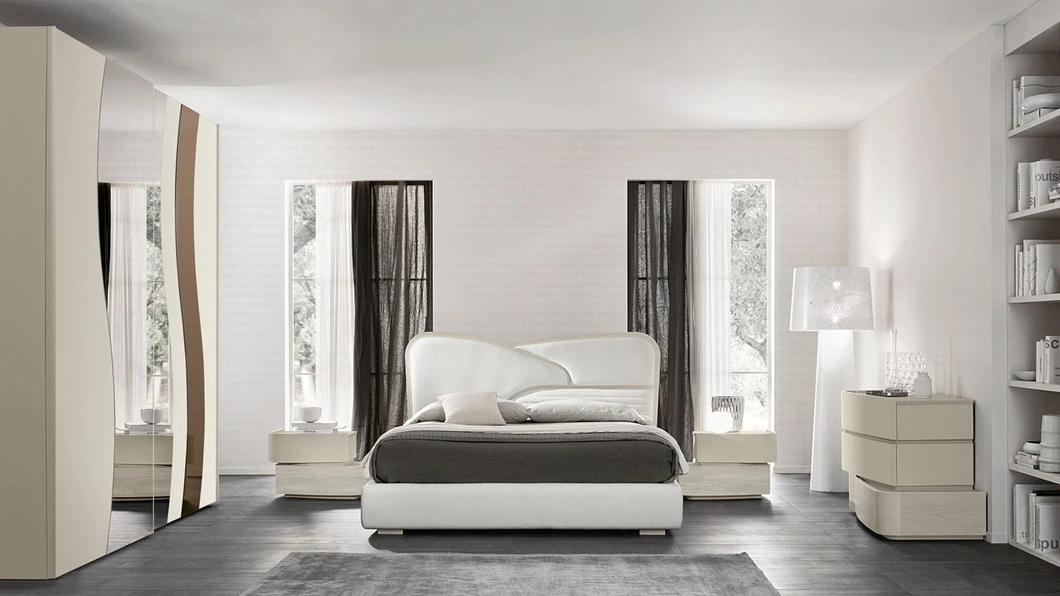 Letto in ecopelle con contenitore Ola di Adriatica