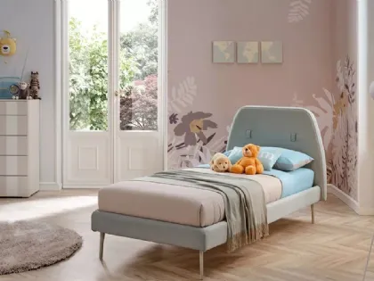 Letto singolo con testiera rivestita in tessuto leggermente curvata SC204 di Moretti Compact