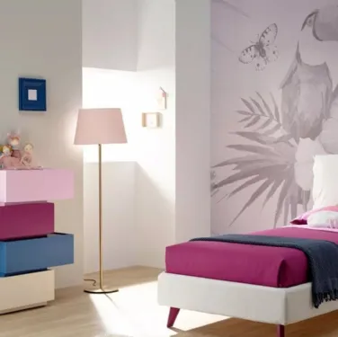 Letto imbottito in tessuto con testiera SC207 di Moretti Compact
