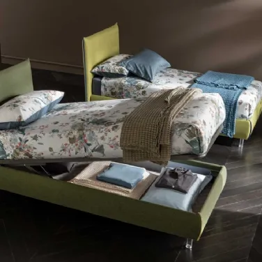 Letto singolo in tessuto con box contenitore Soul Young Panarea di Altrenotti