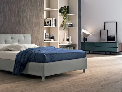 Letto imbottito con testiera trapuntata Eva di Stilfar Italia