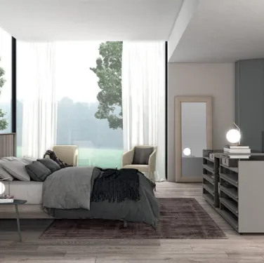 Letto Vitalyty Pure struttura in legno con profilo testiera luce led di Colombini Casa