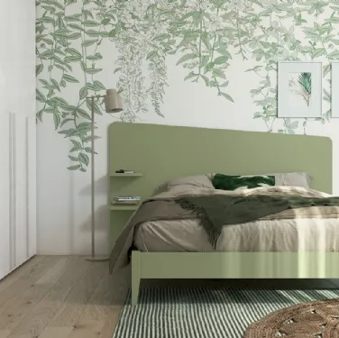 Letto Volo Edge Plus con giroletto Nettuno finitura Oliva di Colombini Casa