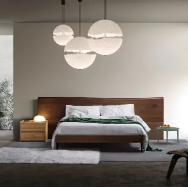 Letto Zen Dark Brown in massello di Rovere con testiera di Devina Nais