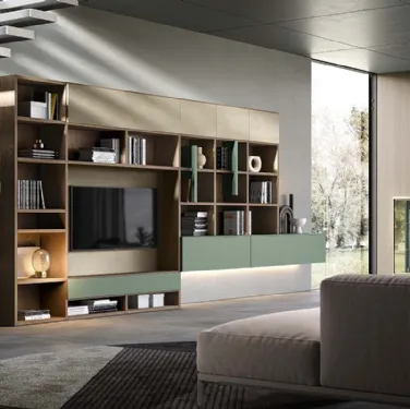 Libreria a muro Kosmos KL205 in laccato opaco di Mercantini