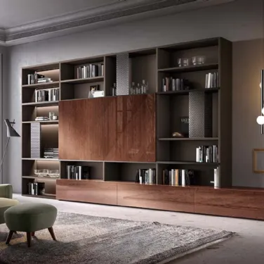 Libreria a muro Kosmos KL207 in legno di Mercantini