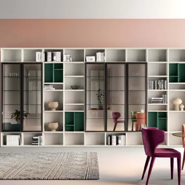 Libreria  a muro Kosmos KL208 in laccato opaco di Mercantini