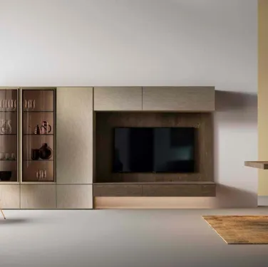 Libreria a muro Kosmos KL212 in legno con ante in vetro di Mercantini