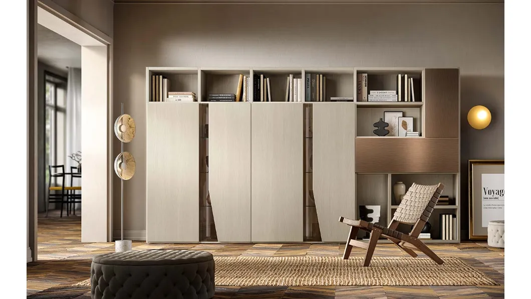 Libreria a muro Kosmos KL213 in legno di Mercantini