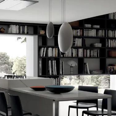Libreria Living Mood sistema Fluida in finitura Grigio Ferro di Scavolini