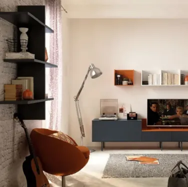 Libreria sospesa laccata Grafite Outline LV103 di Moretti Compact
