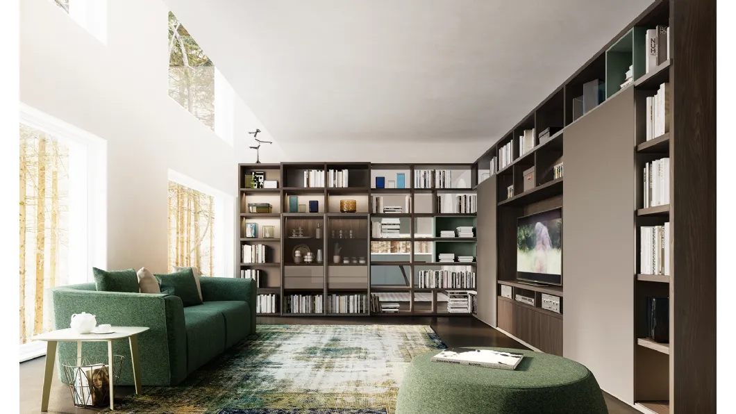 Libreria My Space 5 con vano a scomparsa porta TV di Alf Da Frè