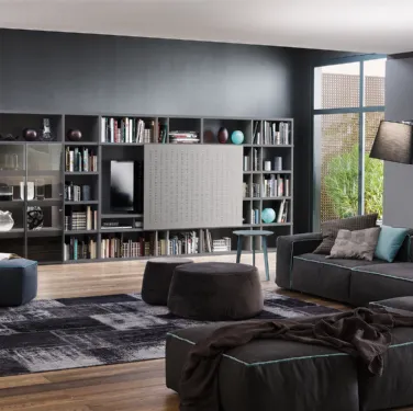 Libreria My Space 6 con vano porta TV a scomparsa di Alf Da Frè