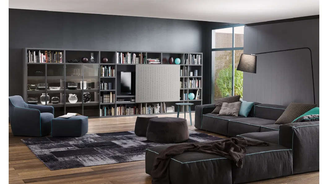 Libreria My Space 6 con vano porta TV a scomparsa di Alf Da Frè