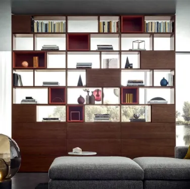 Libreria Spazioteca Bifacciale finitura Canaletto di Pianca