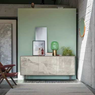 Madia Giunone in laminato con inserto in Gres porcellanato effetto marmo di Target Point