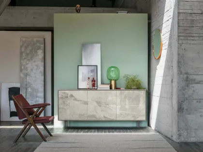 Madia Giunone in laminato con inserto in Gres porcellanato effetto marmo di Target Point