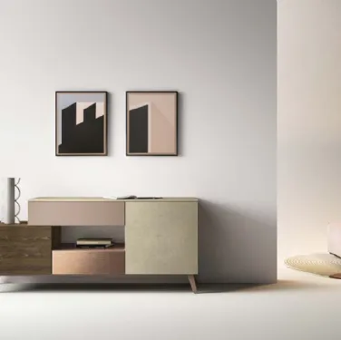 Madia Kosmos KM307 in laccato opaco e legno di Mercantini