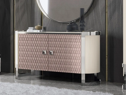 Madia Kursaal in laccato lucido e tessuto trapuntato di Adriatica