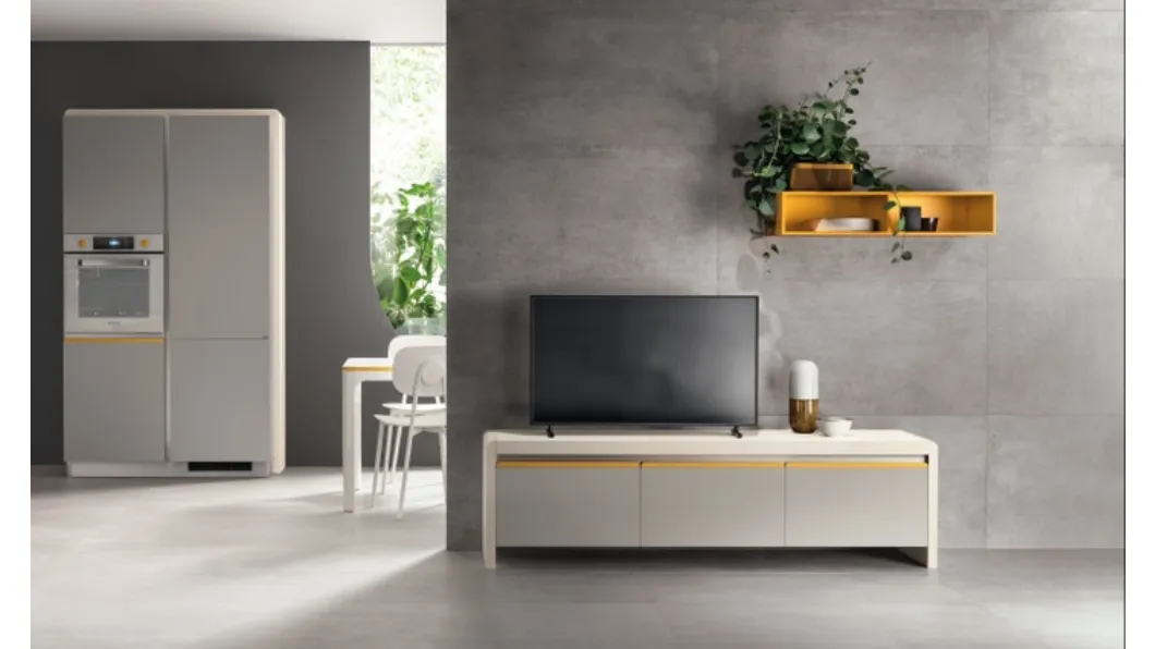 Madia Living Dandy Plus Grigio Velo e Giallo Senape di Scavolini