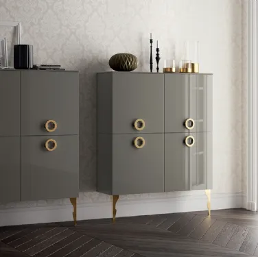 Madia Living Exclusiva in Laccato lucido Grigio Titanio di Scavolini