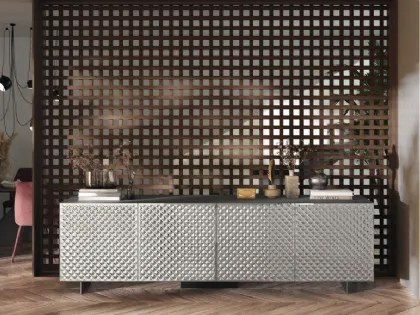 Madia Sideboard 03 in vetro specchiato a rombi di Scavolini
