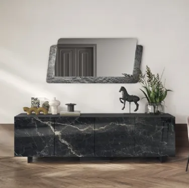 Madia Sideboard 04 in finitura marmo nero di Scavolini