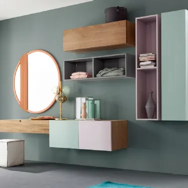 Mobile sospeso Living Zero 16 L07 in Rovere laccato e naturale di Devina Nais