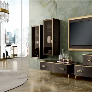 Parete Attrezzata Deluxe P31 Gold in pelle brown di Spar