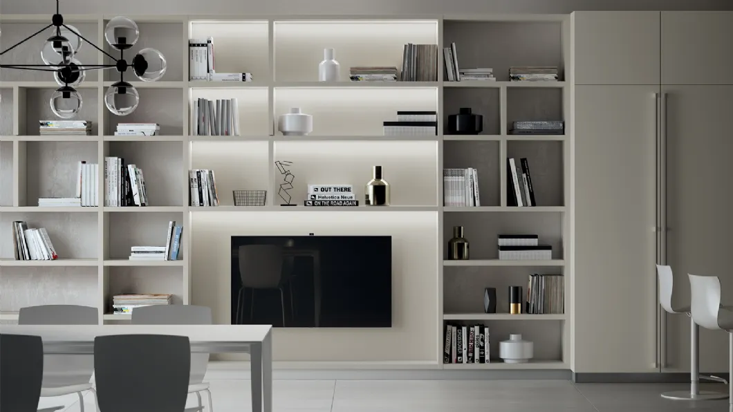 Parete Attrezzata Living Carattere Grigio Gabbiano di Scavolini