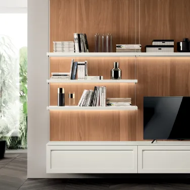 Parete Attrezzata Living Carattere in laccato opaco Bianco Prestige di Scavolini