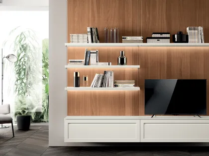 Parete Attrezzata Living Carattere in laccato opaco Bianco Prestige di Scavolini