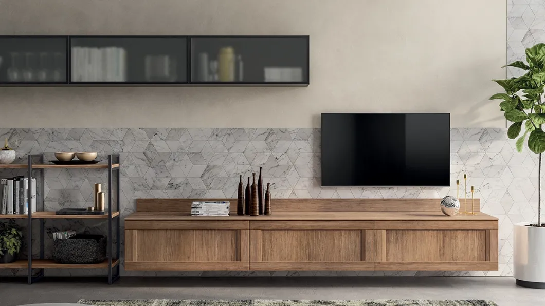 Parete Attrezzata Living Evolution in Rovere Land di Scavolini