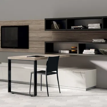 Parete Attrezzata Living Flux in decorativo Larice Zolfino e laccato di Scavolini