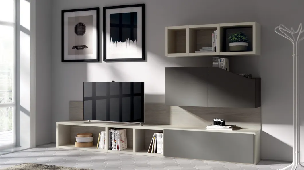 Parete Attrezzata Living Flux in decorativo Olmo Jaipur di Scavolini