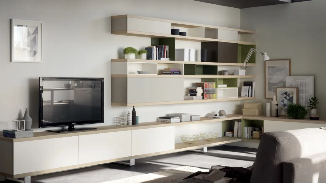 Parete Attrezzata Living Foodshelf in Frassino Natura di Scavolini