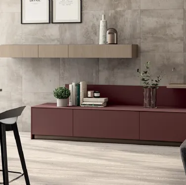 Parete Attrezzata Living Liberamente in laminato Rosso Jaipur di Scavolini