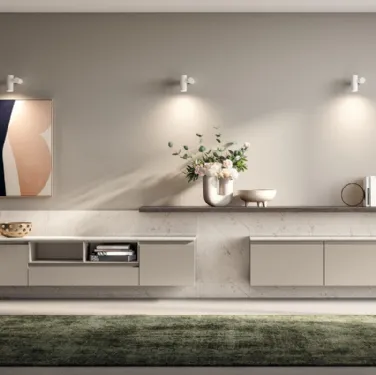 Parete Attrezzata Living Motus in laccato opaco Visone di Scavolini