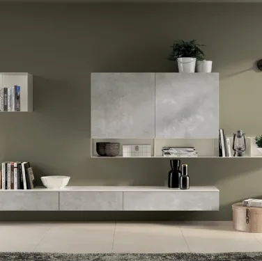 Parete Attrezzata Living Sax in decorativo Concrete Light di Scavolini