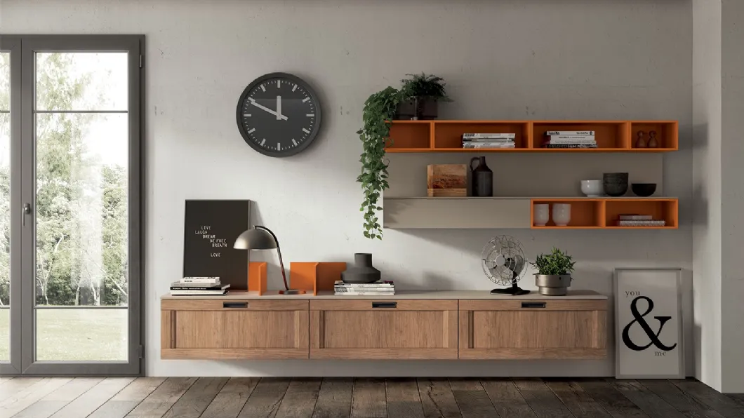 Parete Attrezzata Living Sax in Rovere Land di Scavolini